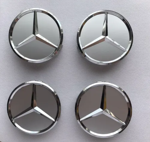 LOT 4 Cache Moyeu 75mm Full Gris Pour Mercedes Logo Emblème Jante Centre Roue